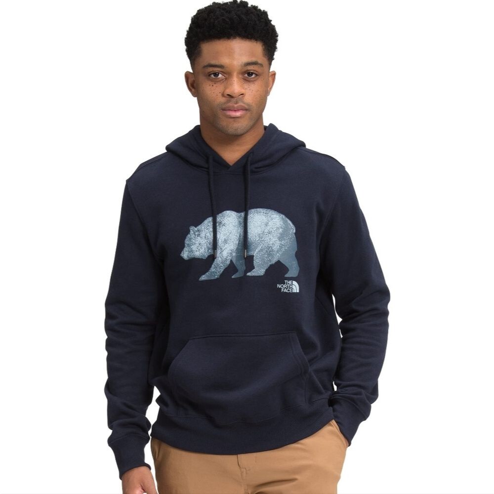 North Face Navy Blue Bear Graphic Hoodie - Size Medium Mens